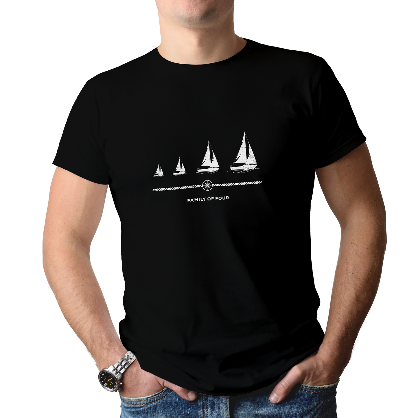 Family of Four, mit Segelschiffen  I   Premium Bio Shirt Herren